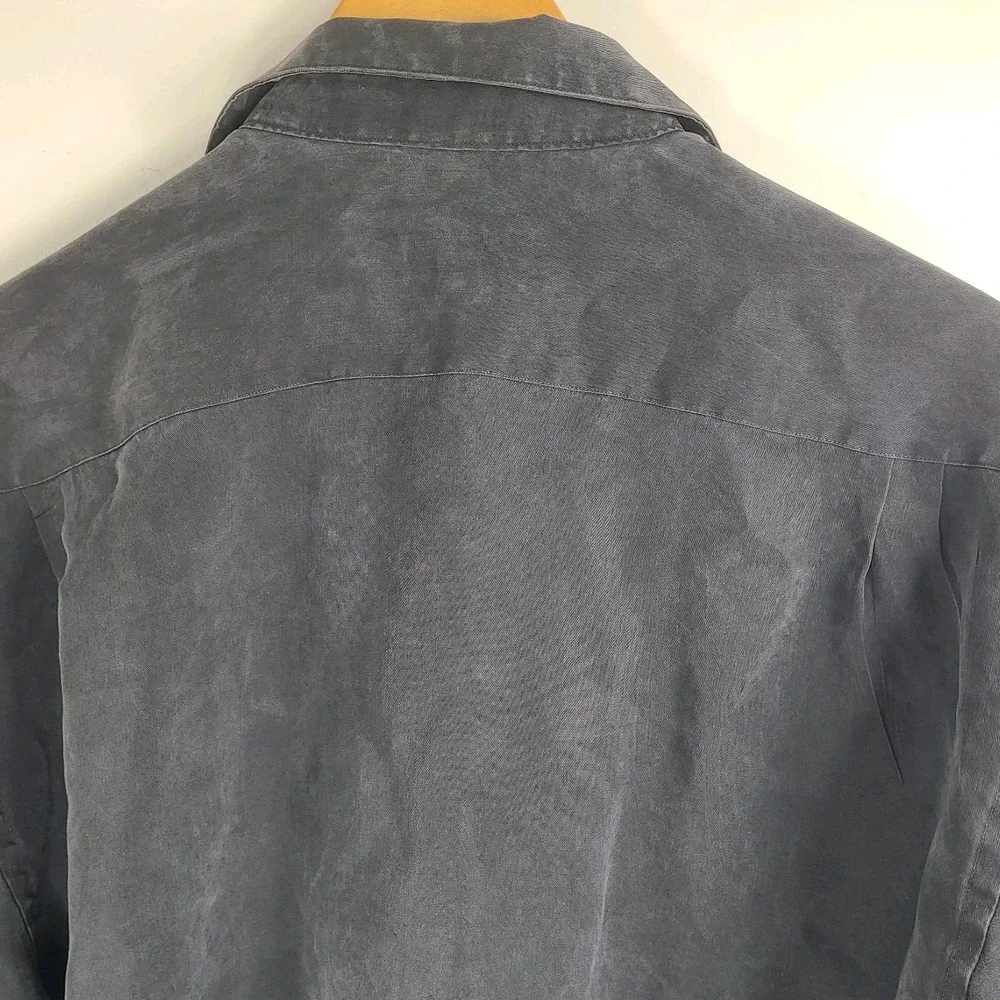 Pronto Uomo Men's Button Up Shirt Large Gray Long Sleeve Tencel Blend - Picture 4 of 7